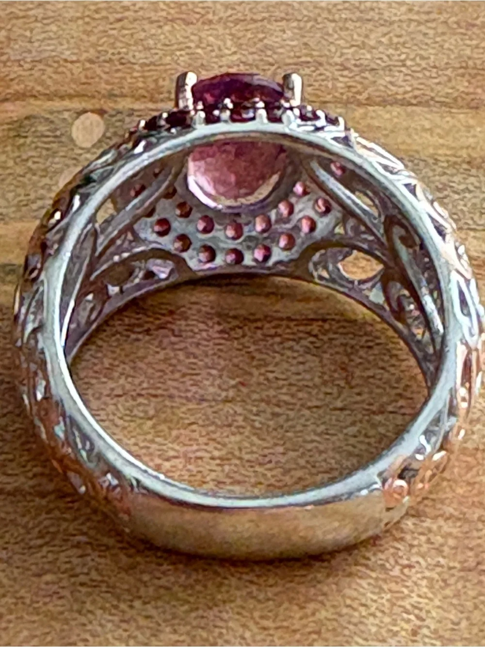 Pink CZ ring with vermeil gold over 925 sterling silver size 7.75